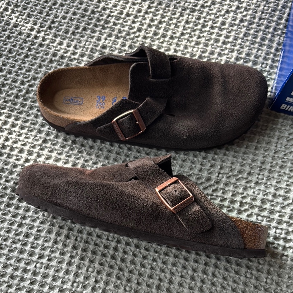 Birkenstock Boston Brown Suede Slippers